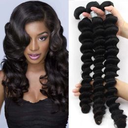Wefts Unprocessed Brazilian Human Remy Virgin Hair Loose Deep Wave Hair Weaves Hair Extensions Natural Colour 100g/bundle Double Wefts 3B