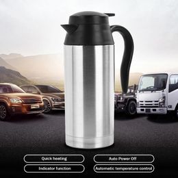 Water Bottles 12/24V Car Electric Kettle Stainless Steel 750ml Pot Heated Automatic Shut Off Heating Travel Cup Quick Boiling