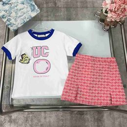 Top Princess dress summer kids tracksuits baby clothes Size 100-150 CM high quality girls T-shirt and Denim skirt 24April