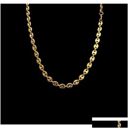 Chains Stainless Steel Coffee Bean Chain Gold Sier Colour Plated Necklace And Bracelets Jewellery Set Street Style 22 Wmtdny Whole Drop D Dhhpq