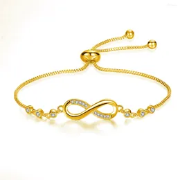 Strand Womens Rhinestone Link Bracelet Adjustable Steel CZ Crystal Infinity Charm Anklet Bangle For Her Valentines Mother Day Gift