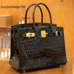 Tote Bag Designer Handbags Crocodile 5a All Hand Sewn High Gloss Nile Skin Womens Luxury 30 Black Luxurys s Leather Large Capacity Have Logo