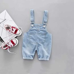 Overalls 6M-3Y Baby Coat Cute Pants Fashion Preschool Children Boys Girls Solid Pants Baby Light Blue Denim Suspension Trousers Jeans d240515