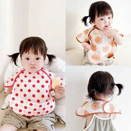 Bibs Burp Cloths Waterproof baby bib newborn apron childrens Barber clothing lunch feeding bib cute strawberry bear cartoon pattern childrens accessoriesL2405