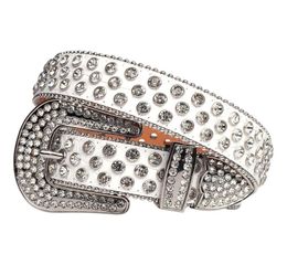 Fashion Western Rhinestones Belt Removable Buckle Cowboy Cowgirl Leather Bling Crystal Luxury Belts For Women Men1826238