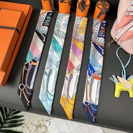 Designer Silk Scarf Women Summer Scarves Sabre marching song binding bag silk scarf twist wrapped handle small long real silk ribbon 18 mm twill hair band