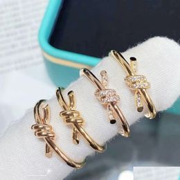 Wedding Rings 18K Gold Knot Ring Fashion Designer Men And Women Gift Factory Wholesale Retail Drop Delivery Jewellery Dhsvd