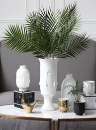 Ceramic Vase Muse Face Lip Multifaceted Vase Home Decoration Vase Artificial Flower Jewelry LJ2012098012485