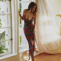2024 Spring Instagram Fashion Nuova sexy Elegance Elegance versatile Slip Abito a cinghia lungo per donne F51538