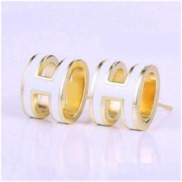 Hoop & Huggie Luxury H Gold Earrings For Lady Women Orrous Girls Ear Studs Set Designer Jewelry Earring Valentine Day Gift Engagement Dh1Vq