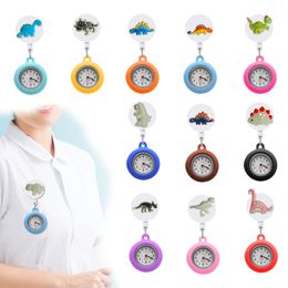 Pocket Watch Chain Fluorescent Dinosaur 32 Clip Watches Nurse Brooch Fob For Women And Men Retractable Medical Workers Drop Delivery Ota8T