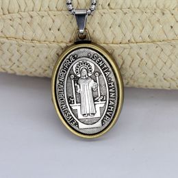 1PCS St. Benedict Medal Key Pingentes Oxidados Medalhas de São Bento para Colar Pingente contra Jóias de Proteção do Mal, Presentes Homens Muladores