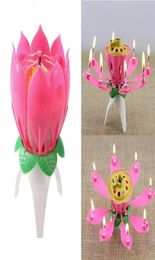 Personality Lotus Flower Candle Singlelayer Music Candles Birthday Party Cake Sparkle4028676