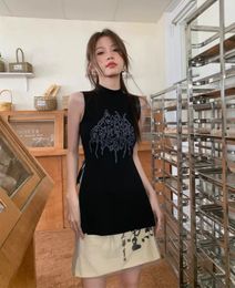 Yamamoto Style Black Tank Top Grunge Gothic Turtleneck Tops Cyber Y2k Chic Designer Clothes Dark Aesthetic Streetwear 240515