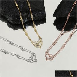 Pendant Necklaces Heart Necklace With Diamonds Bing Womens Stainless Steel Couple Gold Sier Rose Jewellery On The Neck Valentine Day Gif Dhmx4