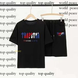 Trapstar Tracksuit High Quality London T Shirt Chest Blue White Colour Towel Embroidery Mens Shirt And Shorts Casual Street Shirts British Fashion Spor 447
