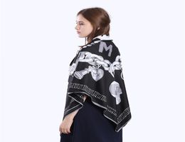 FashionNew Twill Silk Scarf Women Skull Key Printing Square Scarves Fashion Wrap Femd Large Hijab Shawl Neckerchief 130130CM6412592