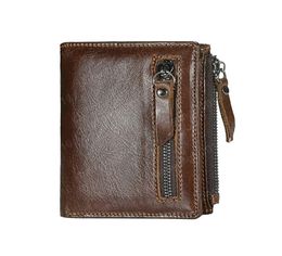 Vintage Men Wallets with Double Zipper Coin Pocket Genuine Leather Male Purses Brown Wallet for Men4707613