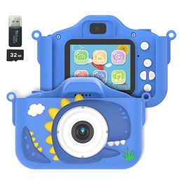 Kid Mini Camera 1080P Cartoon Selfie Toddler Digital Video Toys With 32G SD Card for BoysGirls Christmas Birthday Gifts 240509
