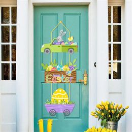Party Decoration Easter Decorations Happy Porch Banner Front Door Sign Wall Hanging Spring For Home Office Holiday