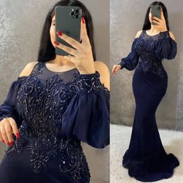 2021 Plus Size Arabic Aso Ebi Lace Beaded Sexy Prom Dresses Sheer Neck Mermaid Evening Formal Party Second Reception Bridesmaid Gowns D 214s
