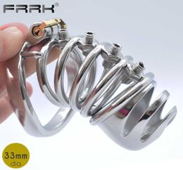 FRRK Male Device Bolted CBT Cock Cage with Spikes Stimulate Denial Penis Rings BDSM Bondage Kink Sissy Sex Toys for Men 2106295547341