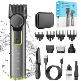 4 IN 1 Hair Cutting Kits 677 Professional Electric Trimmers Shaver Storage Package USB IPX5 Waterproof Body Grooming Clippers 240515