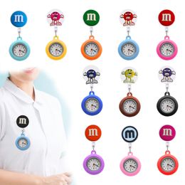 Party Favour Chocolate Bean 18 Clip Pocket Watches Pattern Design Nurse Watch Retractable Fob For Nurses Brooch Pin-On Drop Delivery Ots7M