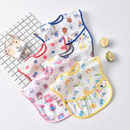 Bibs Burp Cloths Soft Sleeveless Waterproof Baby Apron New Cartoon Laundry Cloth Feeding Apron Cute Uncle Cloth Baby Boys and Girls Bandana ApronL2405