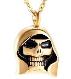 IJD9967 Cremation Jewelry for Ashes Skeleton Gold Skull Urn Necklace for Ashes Keepsake Memorial Pendant Locket for Women Men with6300669