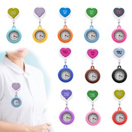 Dog Tag Id Card Valentines Day Love Clip Pocket Watches On Quartz Watch With Second Hand Medical Hang Clock Gift For Nurses Alligator Otrzx