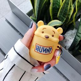 For AirPods 1 2 Case Cute Cartoon Bear Earphone Cases For Apple Airpods 2 Soft Protect Cover with Finger Ring Strap8601680