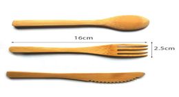 3PcsSet EcoFriendly Japanese Portable 16cm Cutlery Set Bamboo Dinnerware Set Knife Fork Dinner Tableware Jam Cutlery Set For Chi9305479