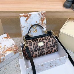 Sicily Medium Leopard Print Handbag Designer High Quality Shoulder Bag Women's Luxury Handbag Logo purse
