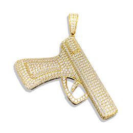 Hip Hop Jewelry Men's Gun Shape Design Iced Out Moissanite Pass Diamond Tester Pure Sier Gold Plated Pendant Necklace