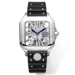 Watch Men Luxury Skeleton Watch Automatic Mechanical Hollow Out Movement 39.8mm Designer Watches High Quality Sapphire Rubber Bracelet Wristwatch Montre de luxe
