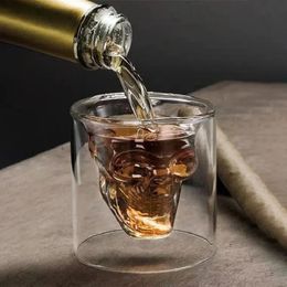 150ml Skull Head S Glass Fun Creative Designer Crystal Party Wine Cup Transparent Vodka Beer Steins Halloween Novelty 240509