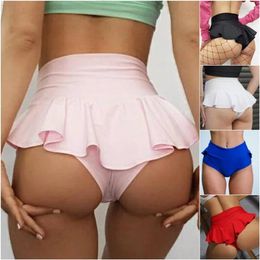 Active Shorts Yoga Women Fashion High Waisted Pants Ruffle Rump Cheerleading Bikini Pleated Fitness Short