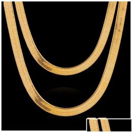 Pendant Necklaces Pendant Necklaces 18K Real Gold Plated Necklace With Stamp Men Jewellery Wholesale Trendy Chunky Snake Chain 18-28 Dro Dhytw