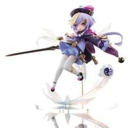 Action Toy Figures 22cm Genshin Impact Qiqi Anime Character PVC Action Character Young Girl Little Zombie Character Series Model Doll Toy Gift Y240515