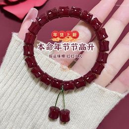 Link Bracelets Chinese Red Bamboo Festival Bodhi Bracelet Male And Female Students Pliable Temperament Seed Buddha Beads Crafts Rosary Br