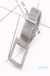 Designers Grey Diamond Waist Chain Belt Jeans Clothing Matching Elastic Waistband Womens Korean7705552