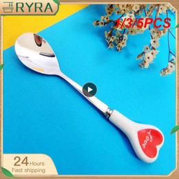 Coffee Scoops 1/3/5PCS Cute Stirring Spoon Ceramic Handle Kitchen Supplies Stainless Steel Tableware Long