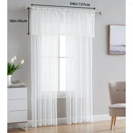 Curtain 2Pc White Sheer Kitchen Window Short Transparent Shade Rod Pocket Cafe Curtains Light Filtering 54 18inch
