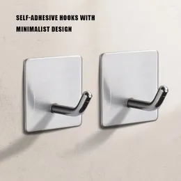 Hooks 4 Pcs Self Adhesive Holders 304 Stainless Steel Hangers Waterproof Towel Coat Clothes For Hanging Kitchen Bathroom