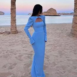 Party Dresses Serene Hill 2024 Dubai Blue Satin Mermaid Black Luxury Arabic Lace Up Evening Gowns For Women Wedding LA72416