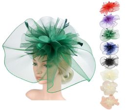 Party Headband 2019 Fascinator Hat Flower Feather Mesh Tea Party Hairband for Women T20062029422701290
