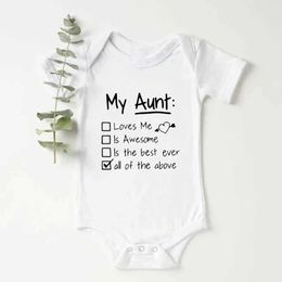Rompers My aunt loves me its great summer. Fun baby bodysuits for young children. Fashionable cotton jumpsuits for newborns. Trendy new baby bodysuitsL240514L240502