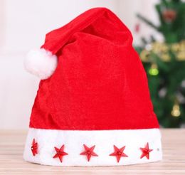 Светодиода рождественская шляпа Шляпа Beanie Рождественская вечеринка Светящая светодиодная светодиодная красная звезда Санта для взрослых LX87553689662