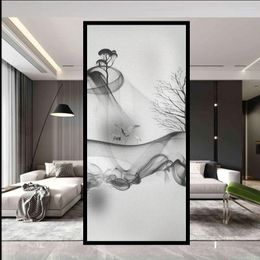 Window Stickers Privacy Glass Filme Artistic Ink Pattern Frosted Glue-Free Sticker Sun Blocking Static Clings Door Film